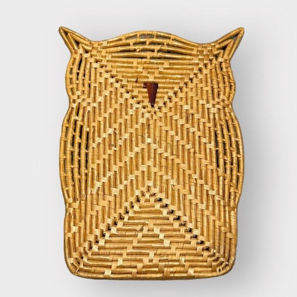 VTG style rattan/whisker owl mail organizer - Picture 2 of 7